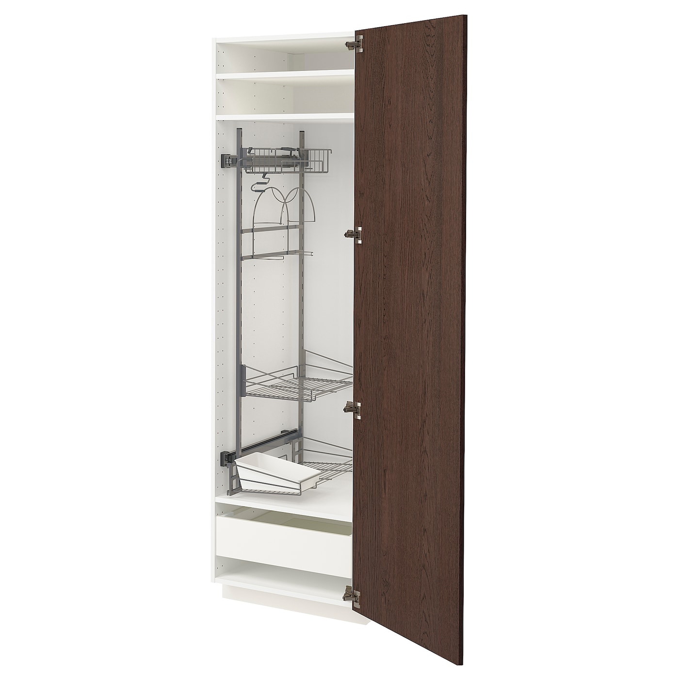 Высокий шкаф/бытовой - IKEA METOD/MAXIMERA/МЕТОД/МАКСИМЕРА ИКЕА, 200х60х60 см, белый/коричневый