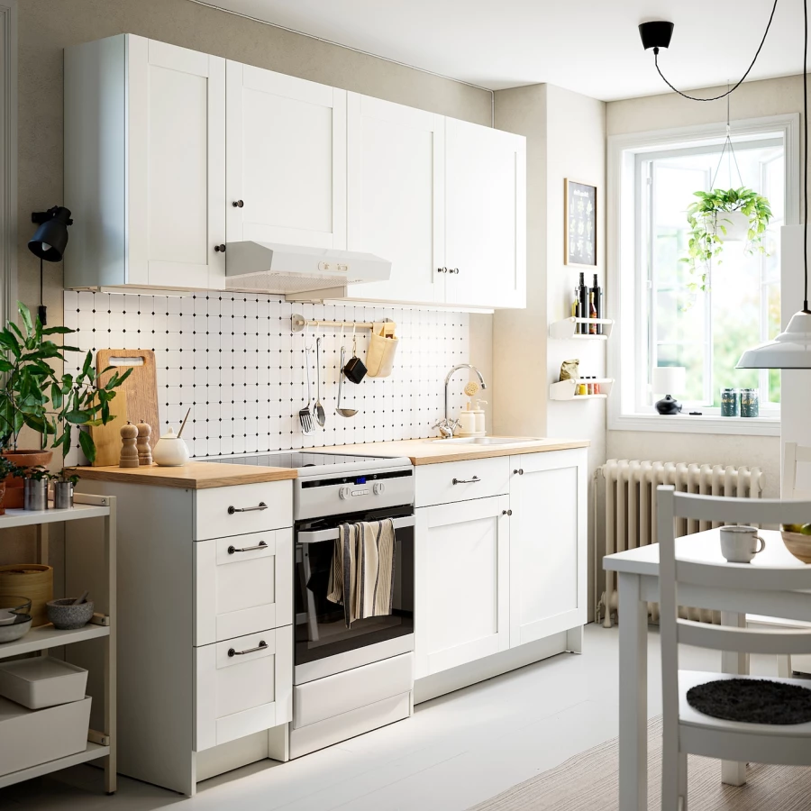 Комбинация кухонная прямая -  KNOXHULT IKEA/ КНОКСХУЛЬТ ИКЕА, белый/под беленный дуб (изображение №2)