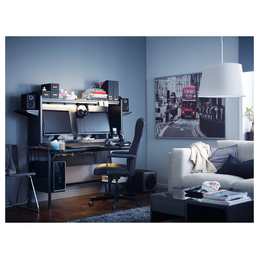 Игровой стол - IKEA FREDDE/ФРЕДДЕ ИКЕА, 146х140/185х74 см, черный (изображение №2)
