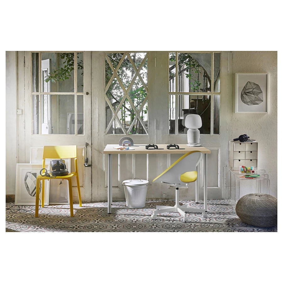 Письменный стол - IKEA LAGKAPTEN/ADILS, 120х60 см, под беленый дуб/белый, ЛАГКАПТЕН/АДИЛЬС ИКЕА (изображение №4)
