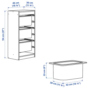 Стеллаж - IKEA TROFAST, 46х30х94 см, белый/оранжевый, ТРУФАСТ ИКЕА