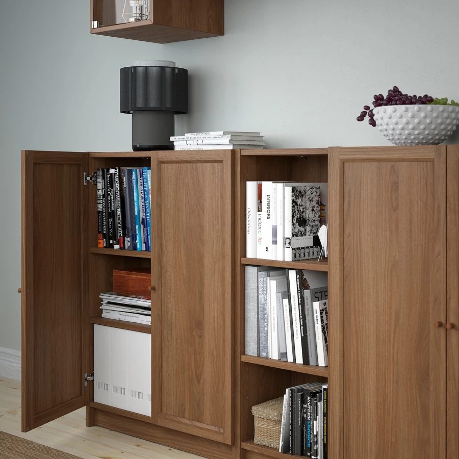 Книжный шкаф -  BILLY / EKET IKEA/ БИЛЛИ/ ЭКЕТ ИКЕА, 200х106х30 см, коричневый (изображение №3)