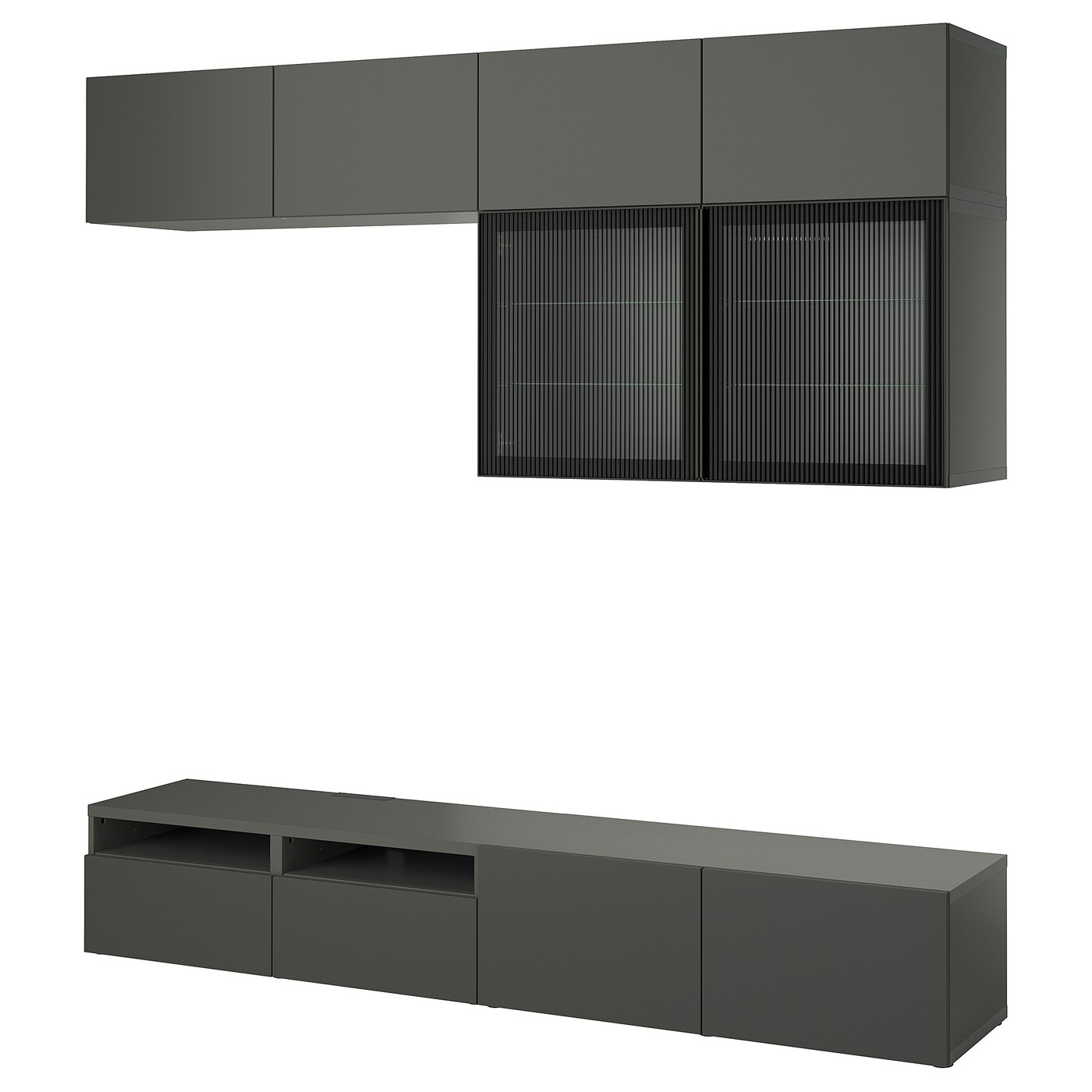 Комбинация для хранения ТВ - IKEA BESTÅ/BESTA, 231x42x240см, темно-серый, БЕСТО ИКЕА