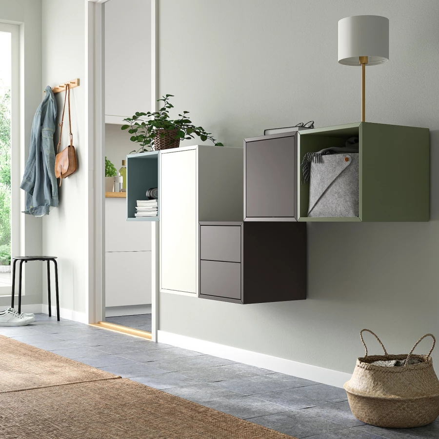 Комбинация для хранения - EKET IKEA/ ЭКЕТ ИКЕА,  175х70 см, зеленый/коричневый/белый/голубой (изображение №2)