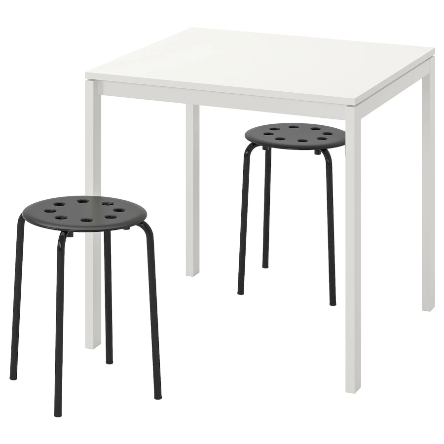 Кухонный стол - MELLTORP/MARIUS IKEA/ МЕЛЛЬТОРП /МАРИУС ИКЕА, 75х75х74 см, белый/черный (изображение №1)