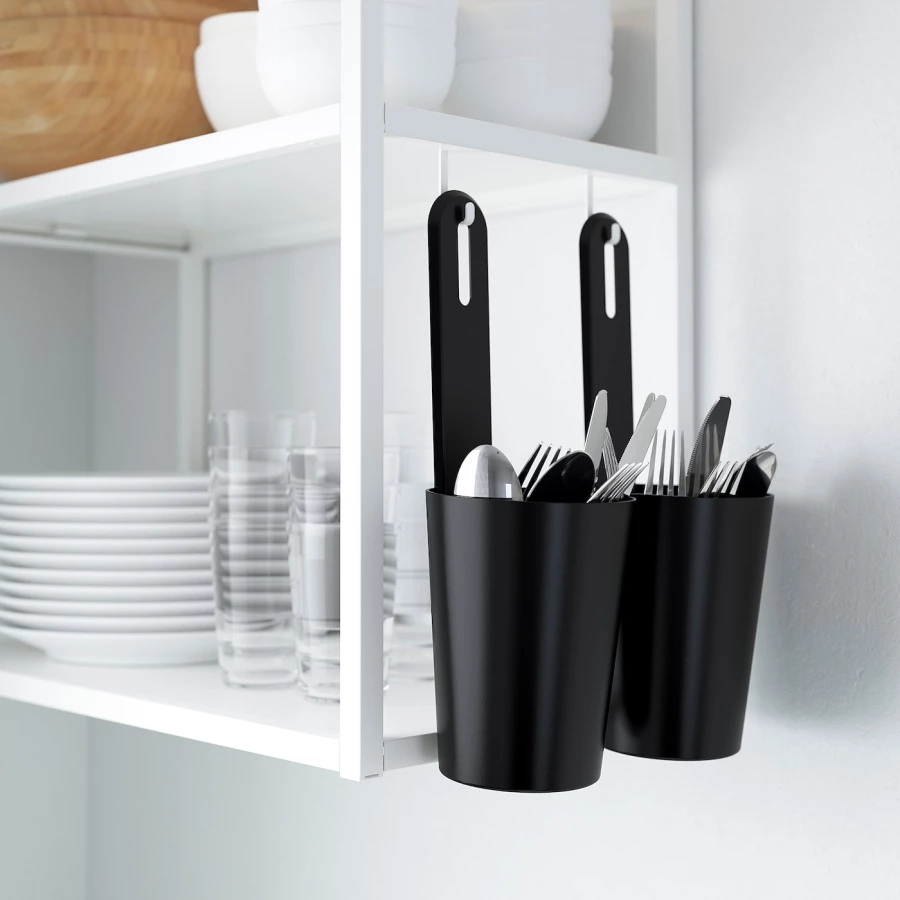 Комбинация для кухонного хранения  - ENHET  IKEA/ ЭНХЕТ ИКЕА, 123x63,5x222 см, белый/серый/бежевый (изображение №10)