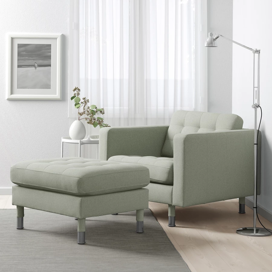 Кресло - IKEA LANDSKRONA, 89х89х78 см, светло-зеленый, ЛАНДСКРУНА ИКЕА (изображение №2)