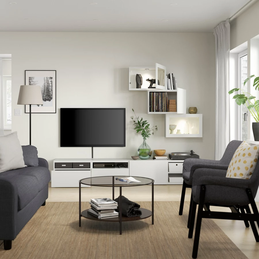 Комбинация для хранения ТВ - IKEA BESTÅ/BESTA, 190x42x240см, белый, БЕСТО ИКЕА (изображение №2)