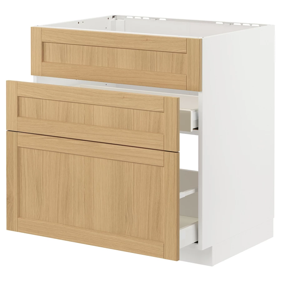 Навесной шкаф - METOD / MAXIMERA IKEA/ МЕТОД/ МАКСИМЕРА ИКЕА,  80х60 см, белый/ под беленый дуб (изображение №1)