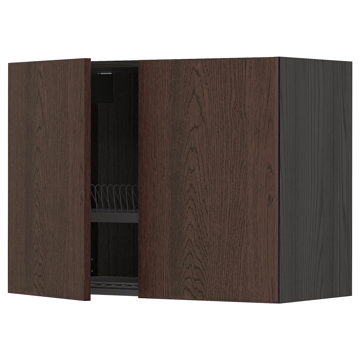 Навесной шкаф с сушилкой - METOD IKEA/ МЕТОД ИКЕА, 60х80 см, черный/коричневый
