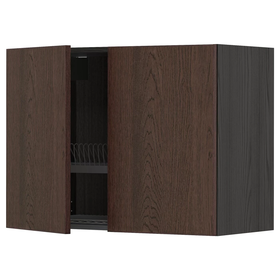 Навесной шкаф с сушилкой - METOD IKEA/ МЕТОД ИКЕА, 60х80 см, черный/коричневый (изображение №1)