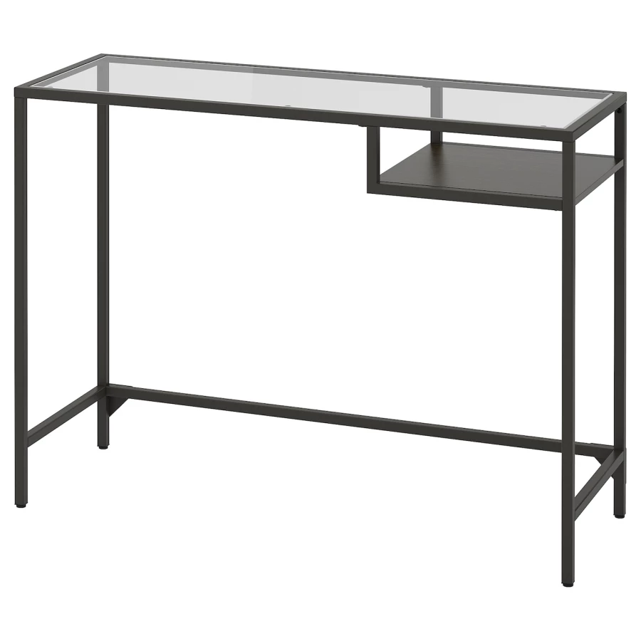 Стол для ноутбука - IKEA VITTSJÖ/VITTSJO, 100х36 см, стекло/черно-коричневый, ВИТШЁ/ВИТШЕ ИКЕА (изображение №1)