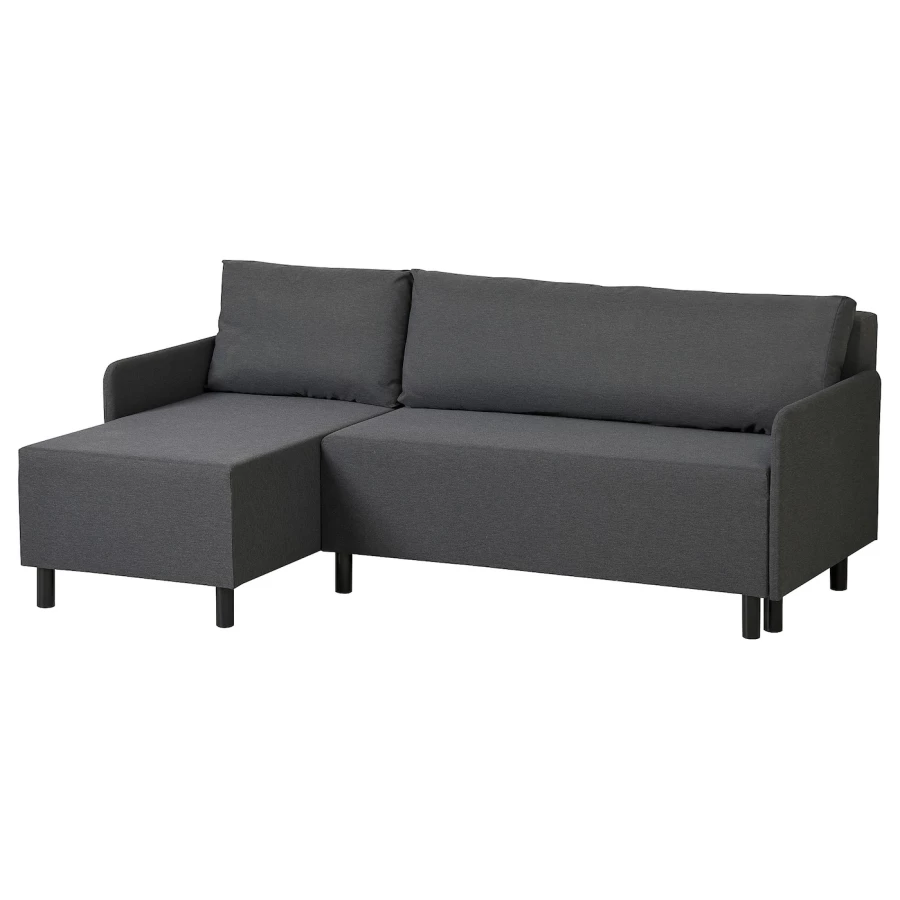3-местный диван с кушеткой - IKEA BRUKSVARA/БРУКСВАРА ИКЕА, 203х85х80 см, черный (изображение №1)