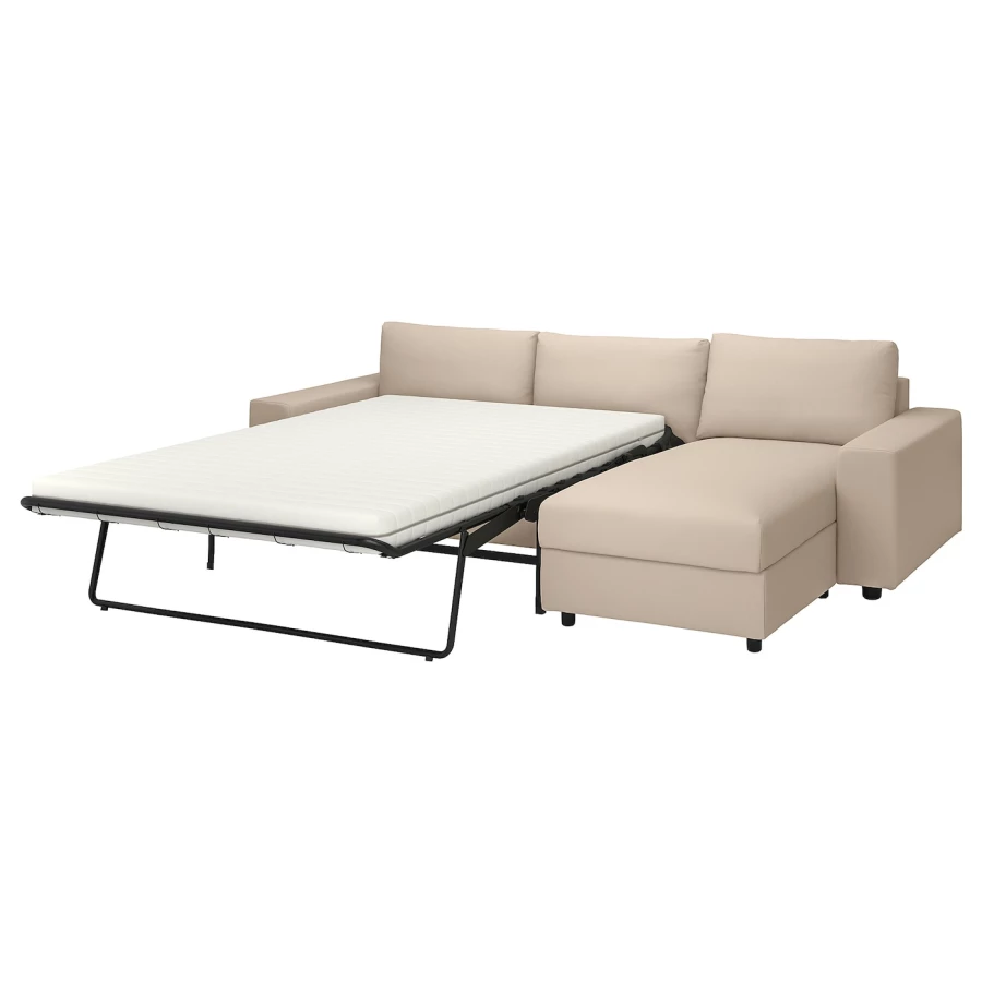 3-местный диван с шезлонгом - IKEA VIMLE, 98x285см, бежевый, ВИМЛЕ ИКЕА (изображение №1)