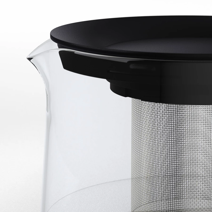 Чайник заварочный - IKEA RIKLIG/ РИКЛИГ ИКЕА, 10 см , стеклянный, черный (изображение №2)