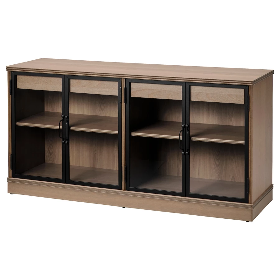 Шкаф для хранения  - LANESUND IKEA/ ЛАНЕСУНД ИКЕА, 161x47x81 см, коричневый/прозрачный (изображение №1)