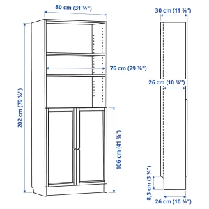 Второе фото. Книжный шкаф - BILLY / OXBERG IKEA/ БИЛЛИ/ ОКСБЕРГ ИКЕА, 80х30х202 см, черный