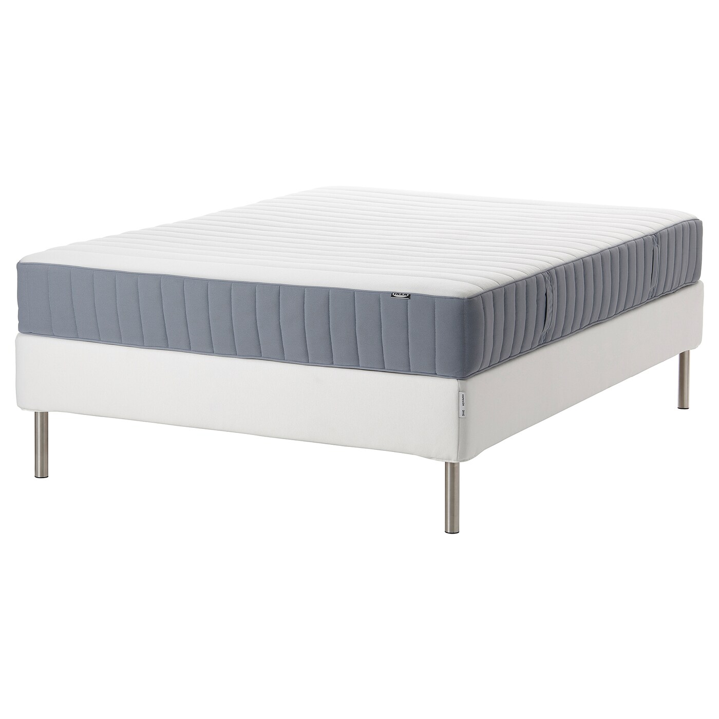 Континентальная кровать - IKEA ESPEVÄR/VALEVÅG/ESPEVAR/VALEVAG, 200х140 см, жесткий матрас, белый, ЭСПЕВАР/ВАЛЕВОГ ИКЕА