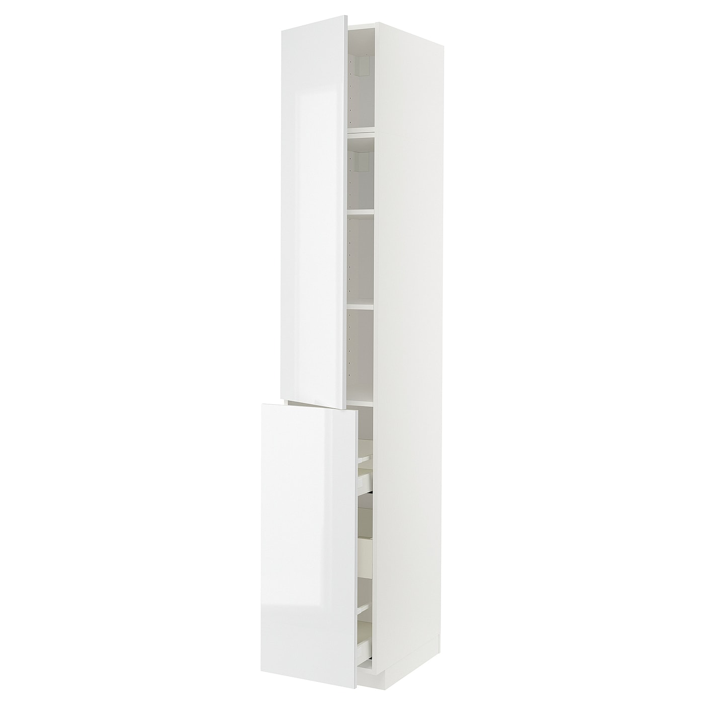 Высокий шкаф - IKEA METOD/MAXIMERA/МЕТОД/МАКСИМЕРА ИКЕА, 240х60х40 см, белый глянцевый