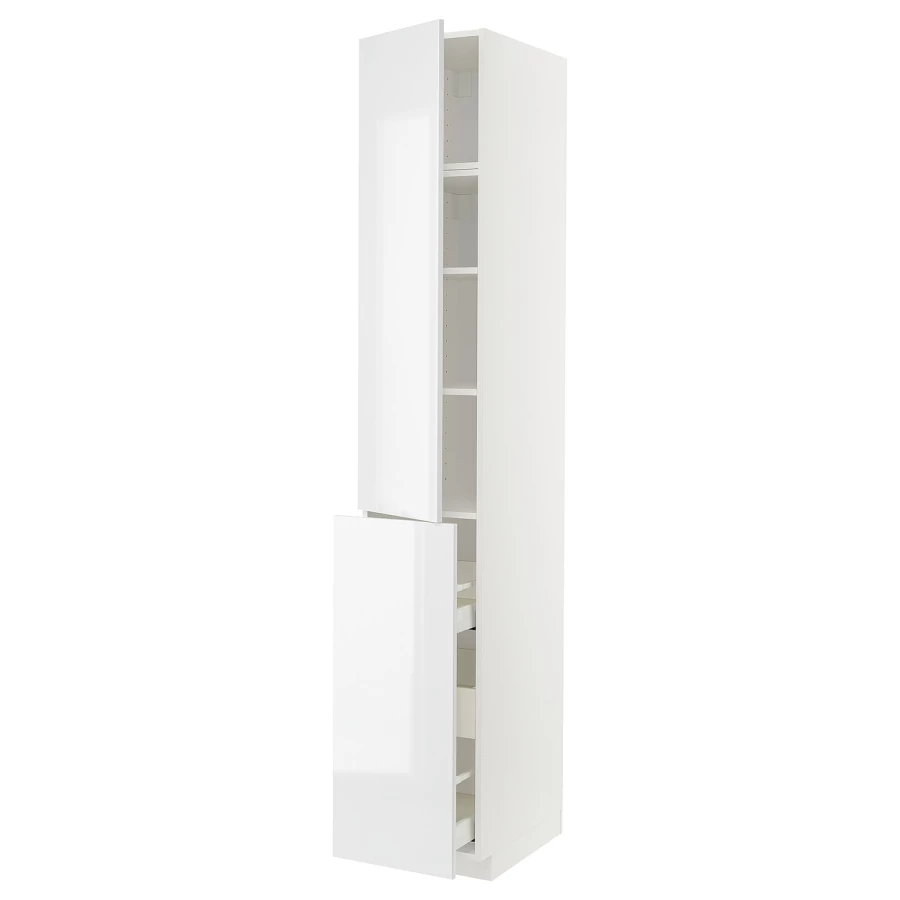 Высокий шкаф - IKEA METOD/MAXIMERA/МЕТОД/МАКСИМЕРА ИКЕА, 240х60х40 см, белый глянцевый (изображение №1)