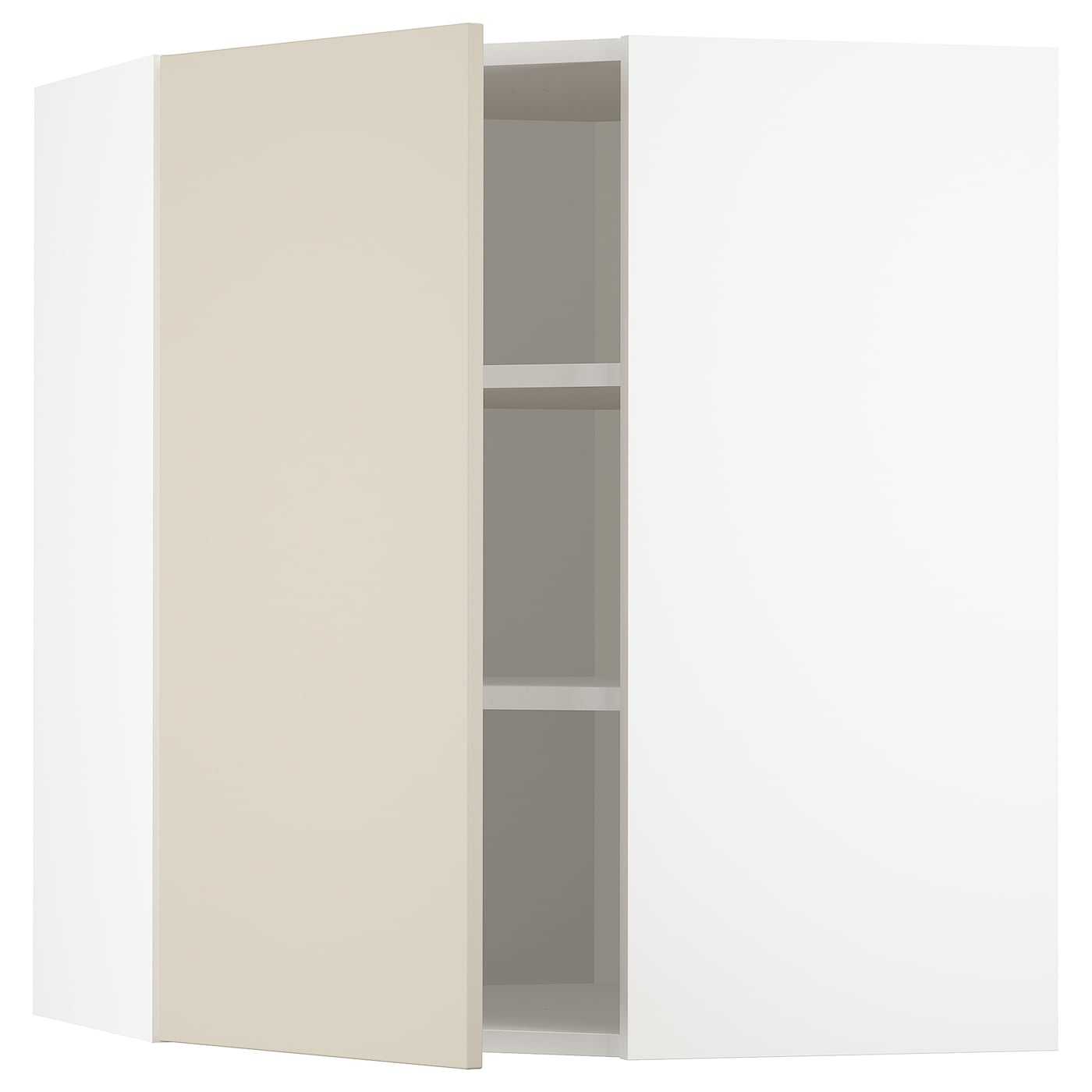 Угловой навесной шкаф с полками - METOD  IKEA/  МЕТОД ИКЕА, 80х68 см, белый/бежевый