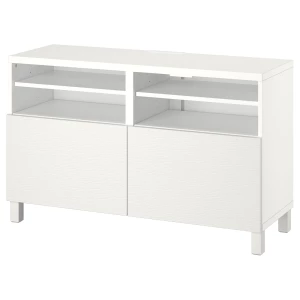 Тумба под ТВ с дверцами - IKEA BESTÅ/BESTA/БЕСТО ИКЕА, 42х74х120 см, белый