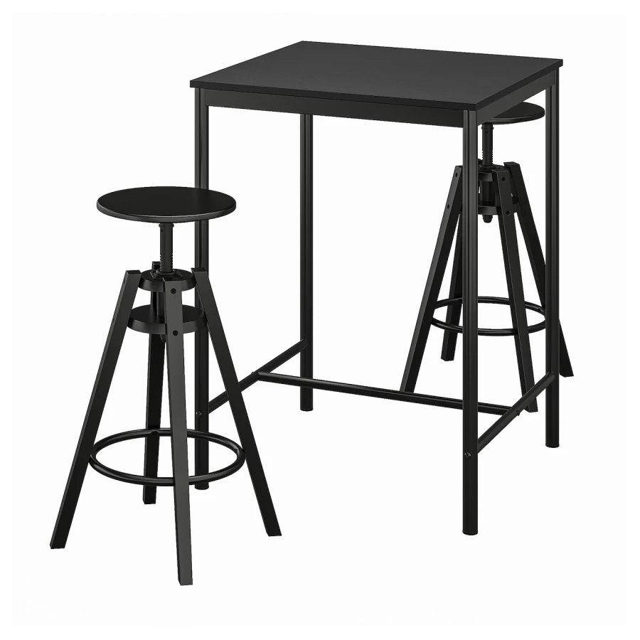Стол и 2 барных стула - SANDSBERG/DALFRED IKEA /САНДСБЕРГ/ДАЛЬФРЕД ИКЕА, 67х67х90 см, черный (изображение №1)