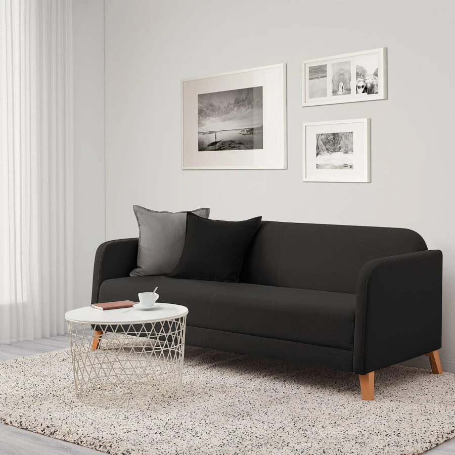 3-местный диван - IKEA LINANÄS/LINANAS, 76x80,5x197см, черный, ЛИНАНАС ИКЕА (изображение №3)
