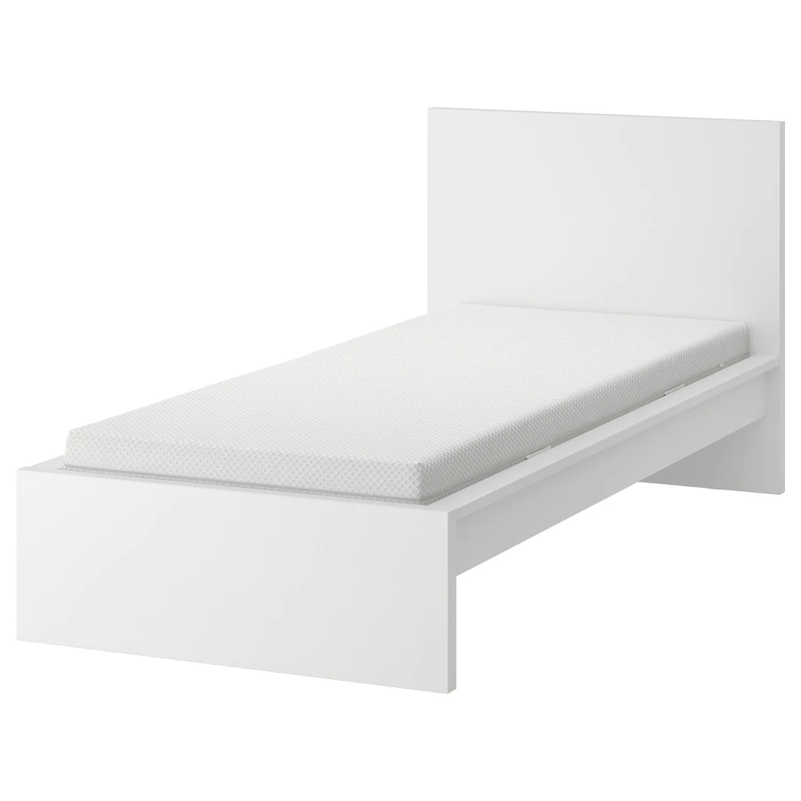 Кровать - IKEA MALM, 200х90 см, матрас жесткий, белый, МАЛЬМ ИКЕА (изображение №1)