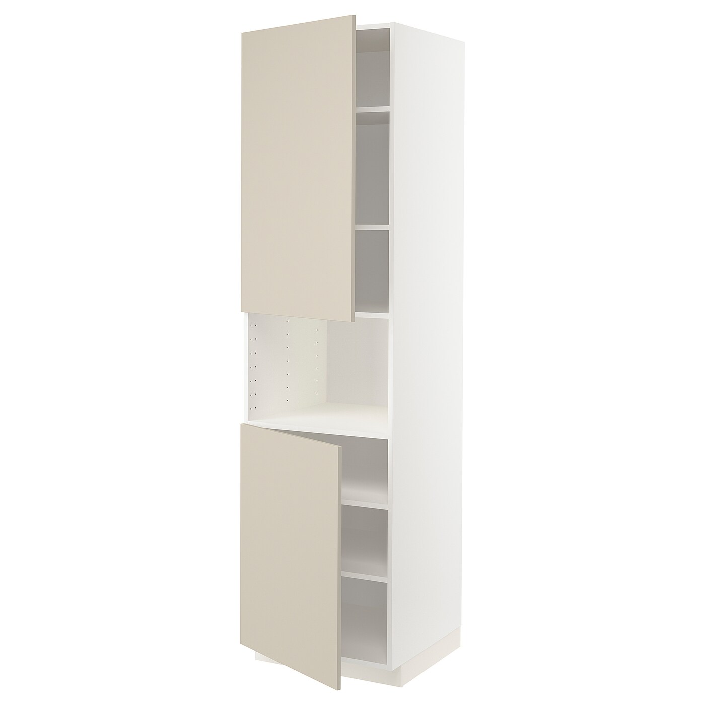 Высокий кухонный шкаф с полками - IKEA METOD/МЕТОД ИКЕА, 220х60х60 см, белый/бежевый