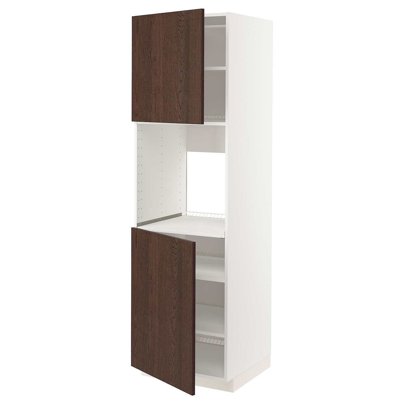 Кухонный шкаф-пенал - IKEA METOD/МЕТОД ИКЕА, 200х60х60 см, белый/коричневый
