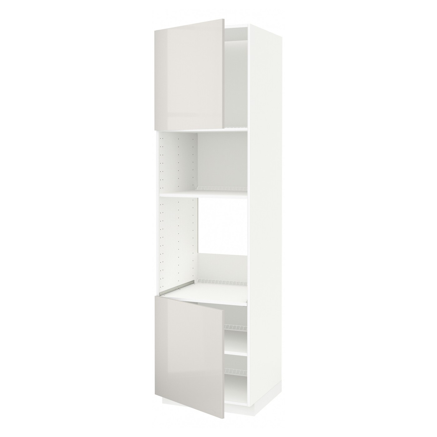 Кухонный шкаф-пенал - IKEA METOD/МЕТОД ИКЕА, 220х60х60 см, белый/светло-серый глянцевый