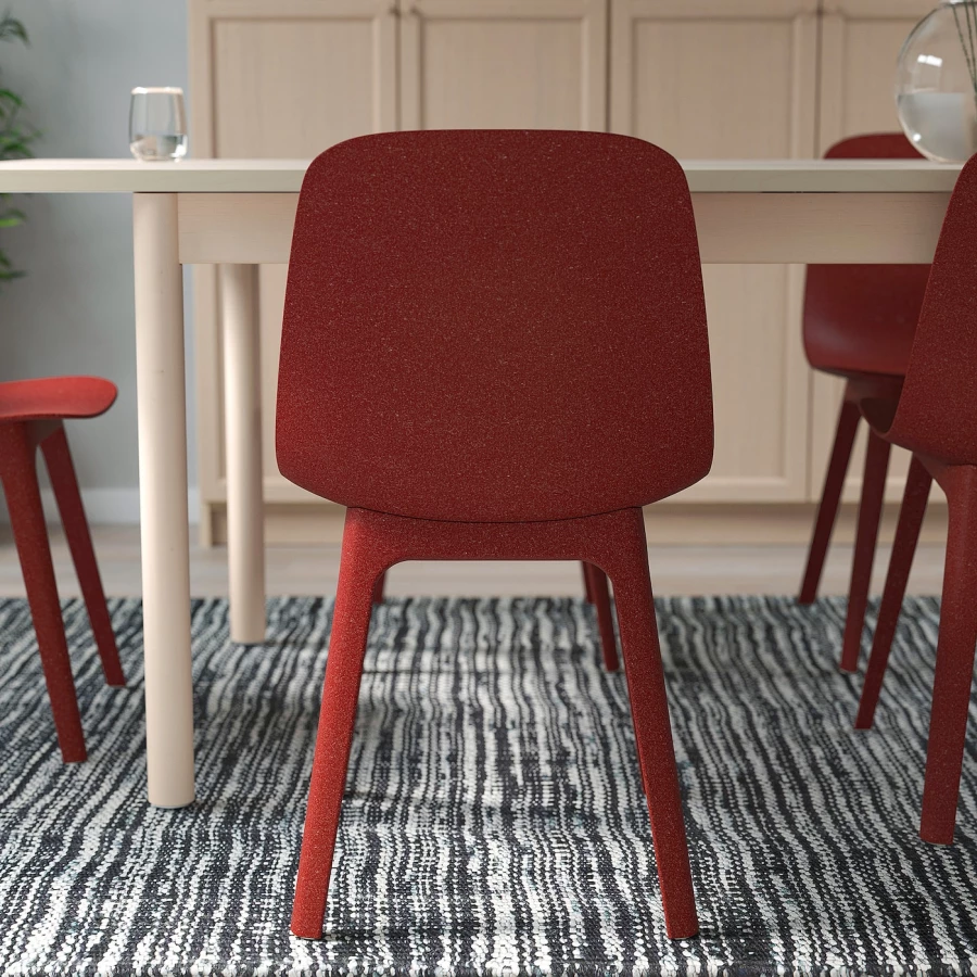 Кухонный стол - LISABO/ODGER IKEA/ ЛИСАБО/ОДГЕР ИКЕА, 140х78х74 см, красный/бежевый (изображение №4)