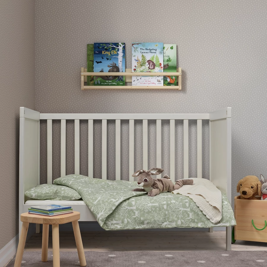 Пододеяльник/наволочка для детской кроватки - TROLLDOM  IKEA/ ТРОЛЛДОМ ИКЕА,  110x125/35x55 см, зеленый (изображение №3)