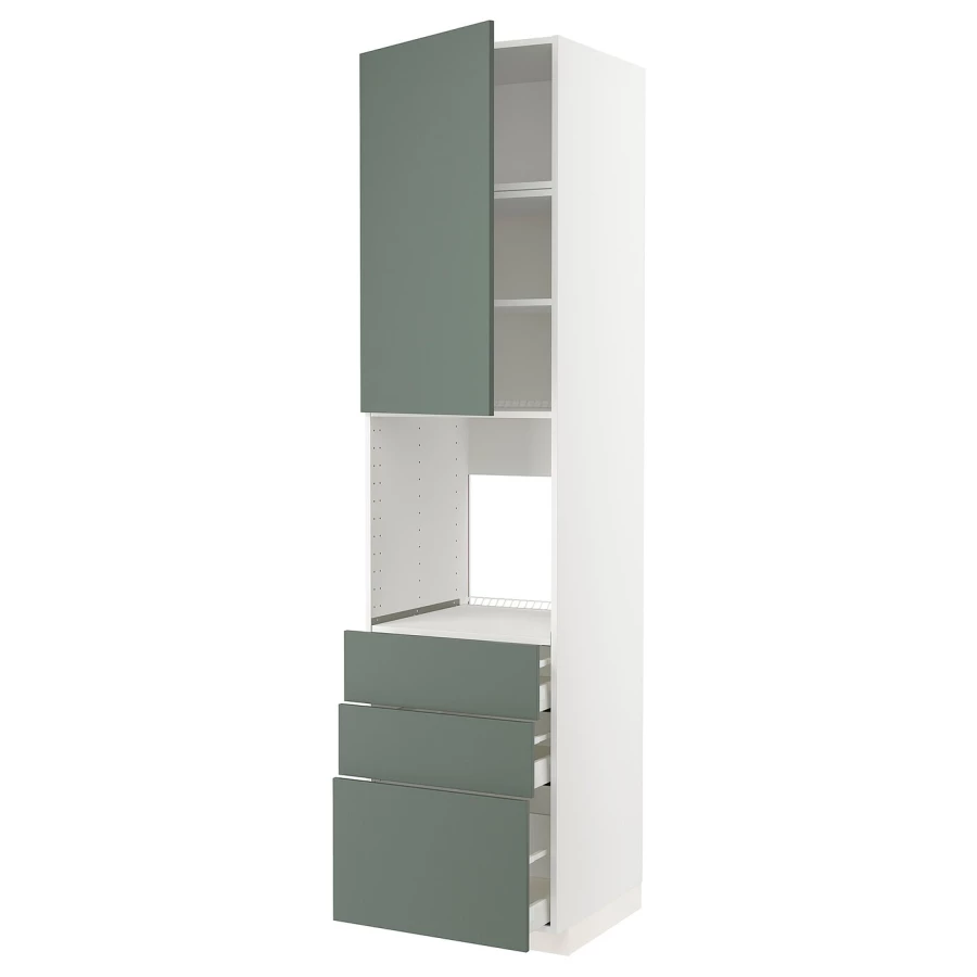 Высокий шкаф - IKEA METOD/MAXIMERA/МЕТОД/МАКСИМЕРА ИКЕА, 240х60х60 см, белый/зеленый (изображение №1)
