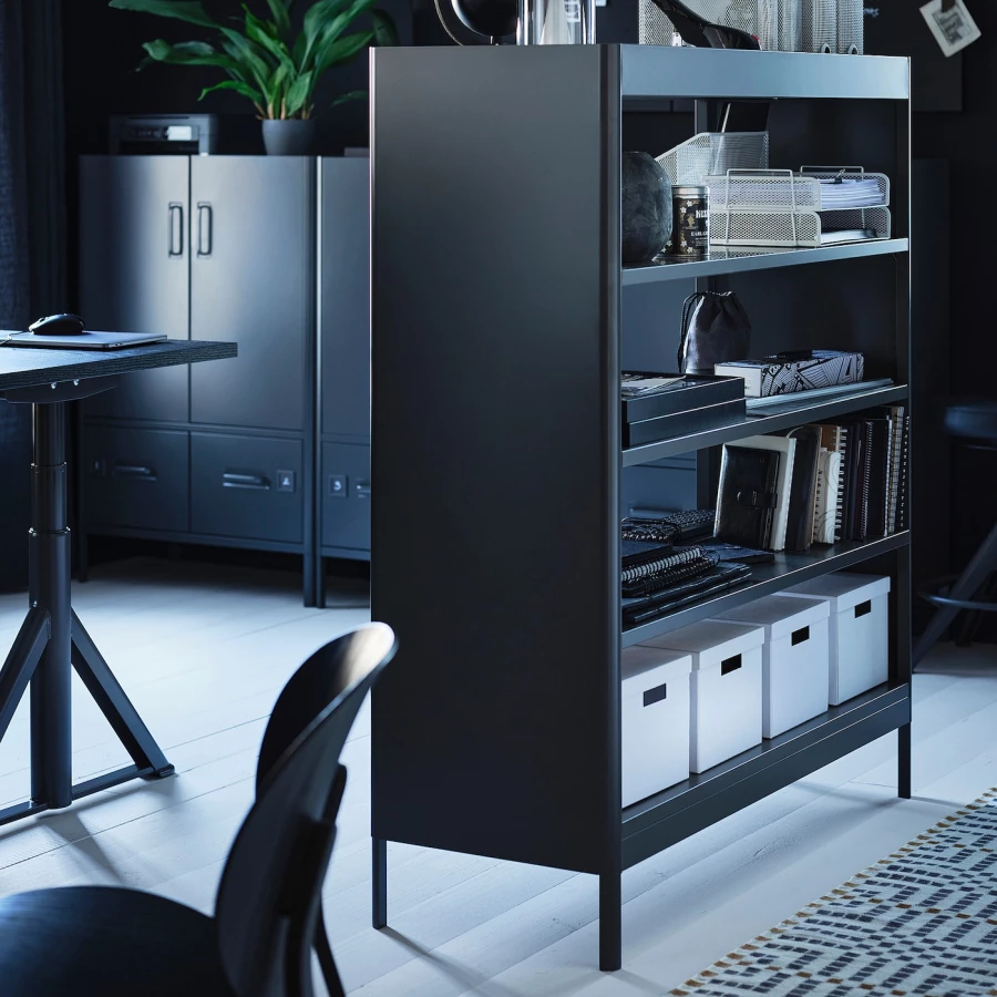 Книжный шкаф - IDÅSEN / IDАSEN IKEA/ ИДОСЕН ИКЕА,  140х120 см, темно-серый (изображение №2)
