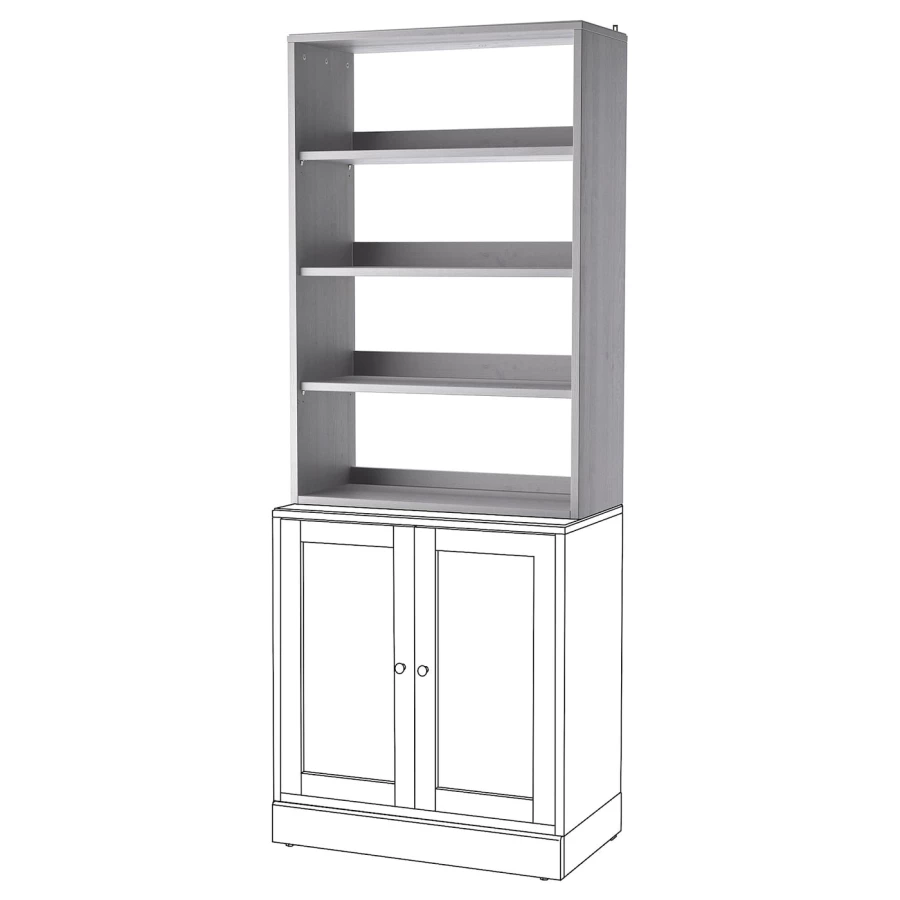 Книжный шкаф - HAVSTA IKEA/ ХАВСТА ИКЕА,  123х81 см, серый (изображение №2)