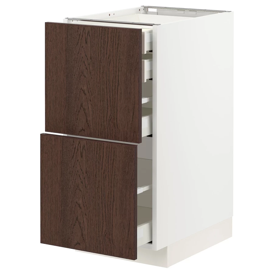 Напольный кухонный шкаф  - IKEA METOD MAXIMERA, 88x61,6x40см, белый/коричневый, МЕТОД МАКСИМЕРА ИКЕА (изображение №1)