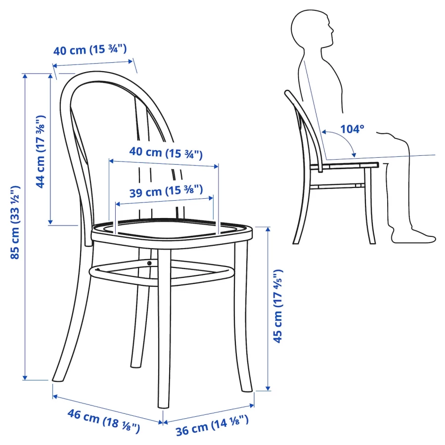 Стол и 4 стула - NORDVIKEN / SKOGSBO IKEA/ НОРДВИКЕН/СКОГСБО ИКЕА, 104х75х40 см, черный/коричневый (изображение №7)