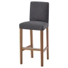 Барный стул со спинкой - BERGMUND IKEA/БЕРГМУНД ИКЕА, 110х45х49 см, серый