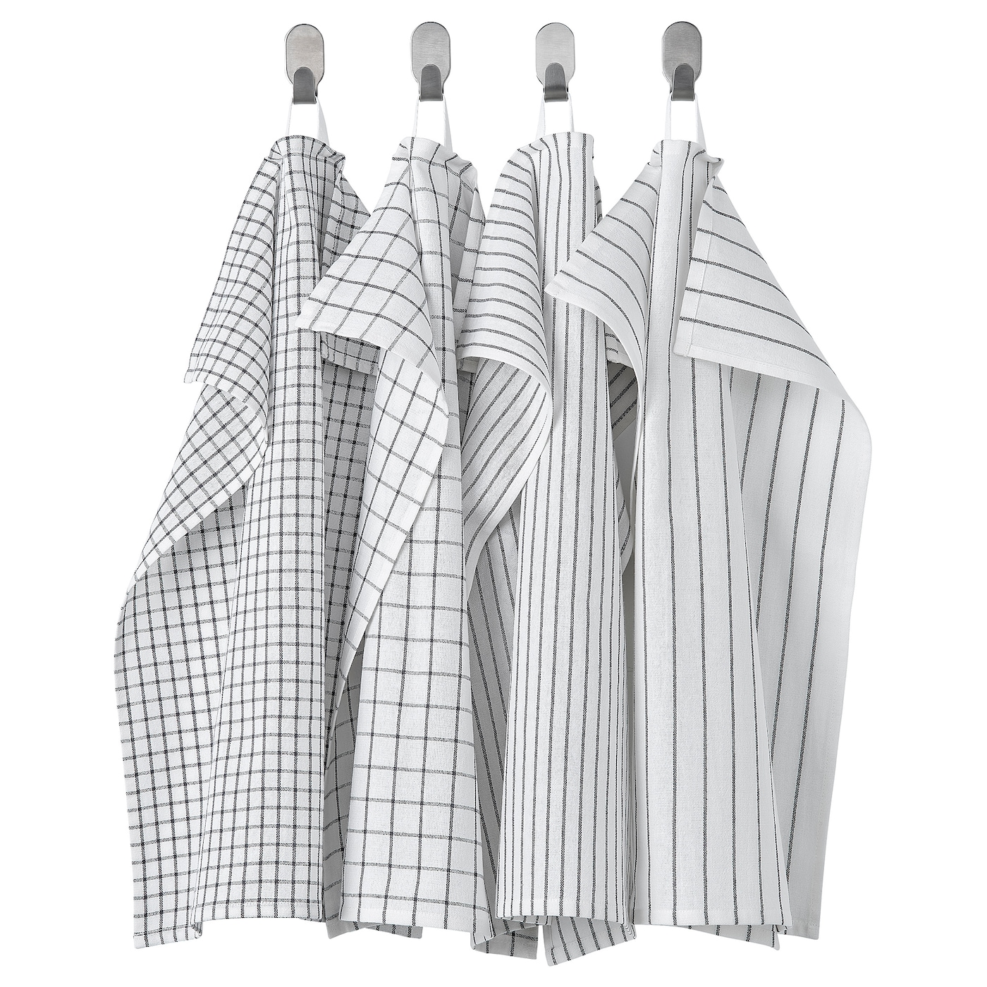 Кухонные полотенца- IKEA RINNIG, 60х45 см, белое/темно-серое/с рисунком, РИННИГ ИКЕА