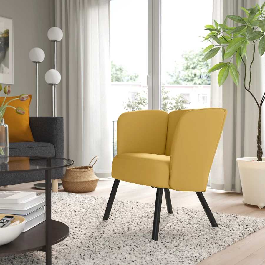 Кресло - IKEA HERRÅKRA/HERRAKRA/ХЕРРОКРА ИКЕА, 71х66х73 см, желтый (изображение №3)