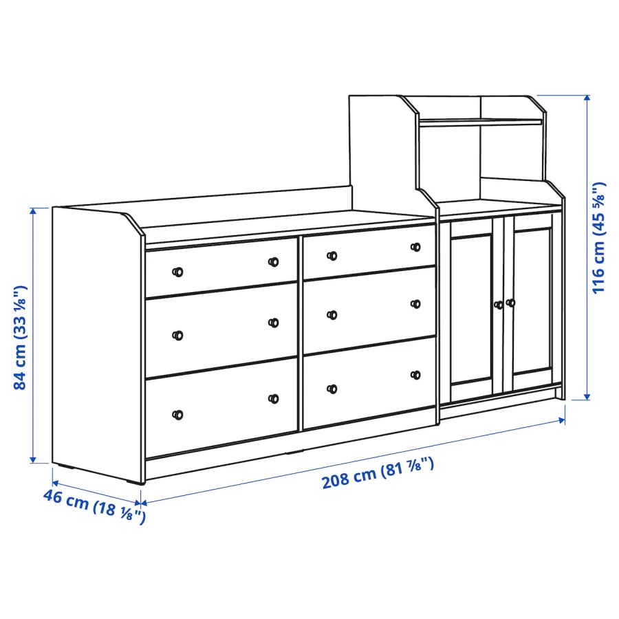 Шкаф - HAUGA IKEA/ ХАУГА ИКЕА,  208x116 см, белый (изображение №8)