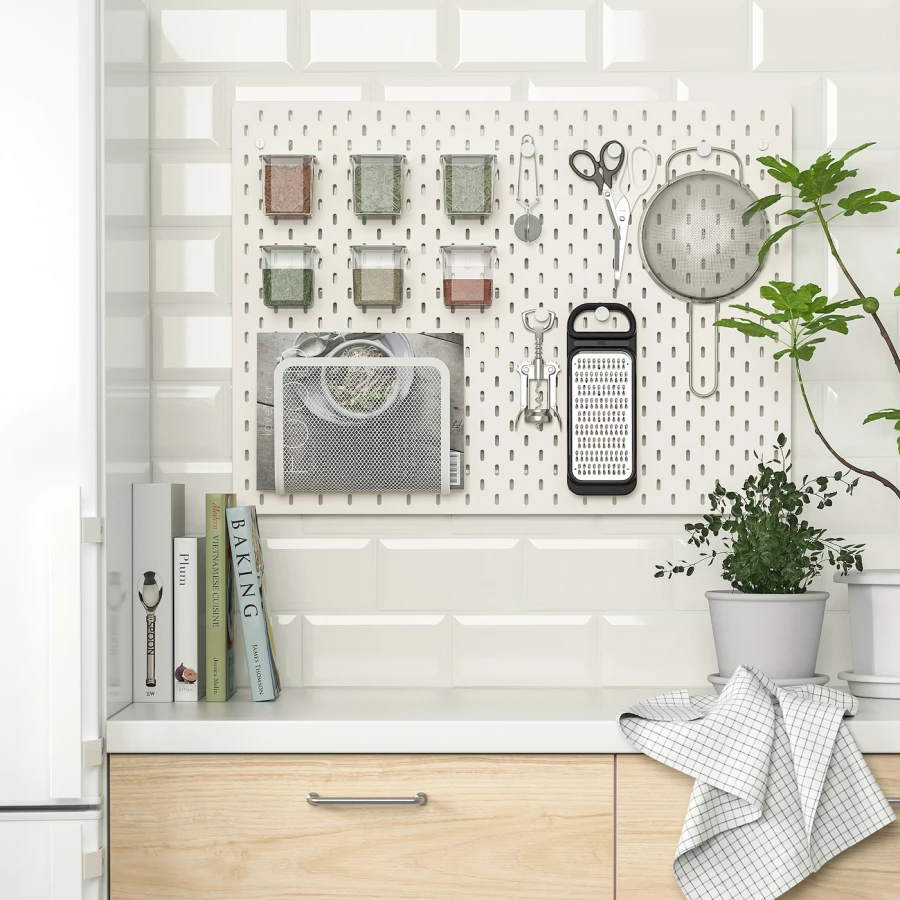 Комбинированная перфорированная доска  - SKÅDIS / SKАDIS IKEA/ СКОДИС  ИКЕА,  76х56 см, белый (изображение №3)