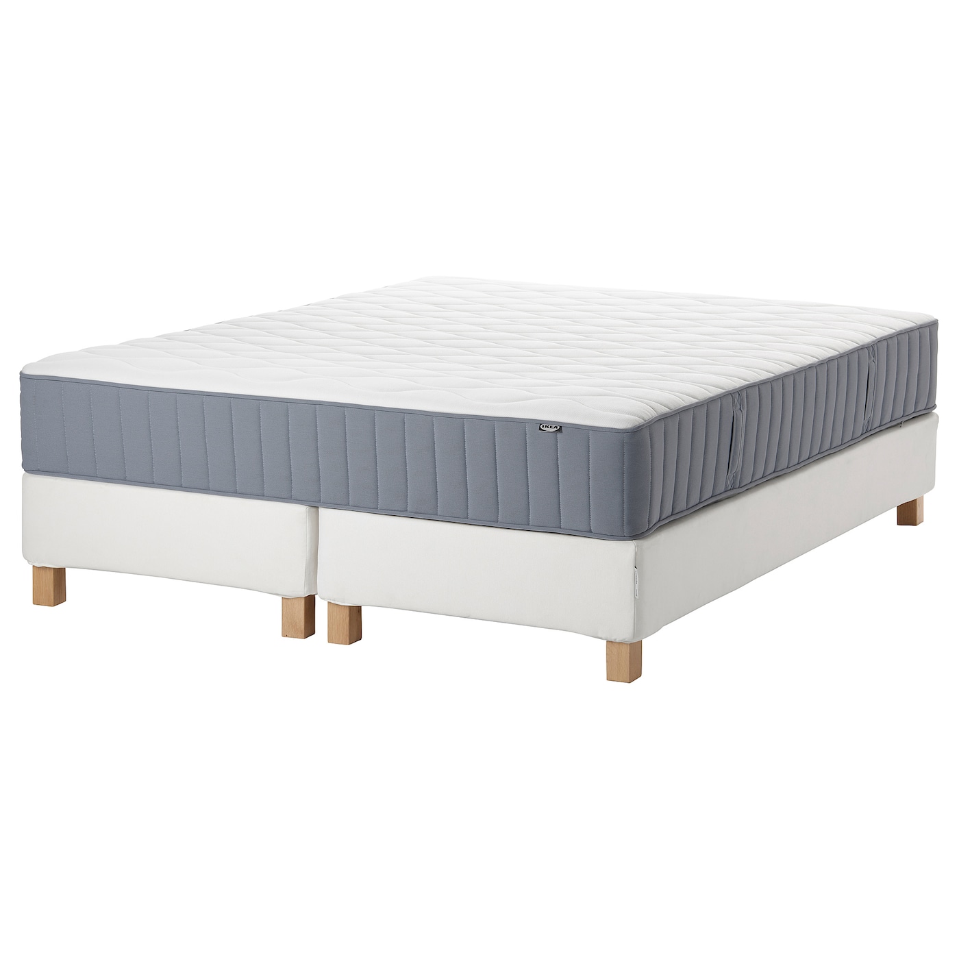 Континентальная кровать - IKEA ESPEVÄR/VÅGSTRANDA/ESPEVAR/VAGSTRANDA, 200х180 см, матрас средне-жесткий, белый, ЭСПЕВАР/ВЭГСТРАНДА ИКЕА