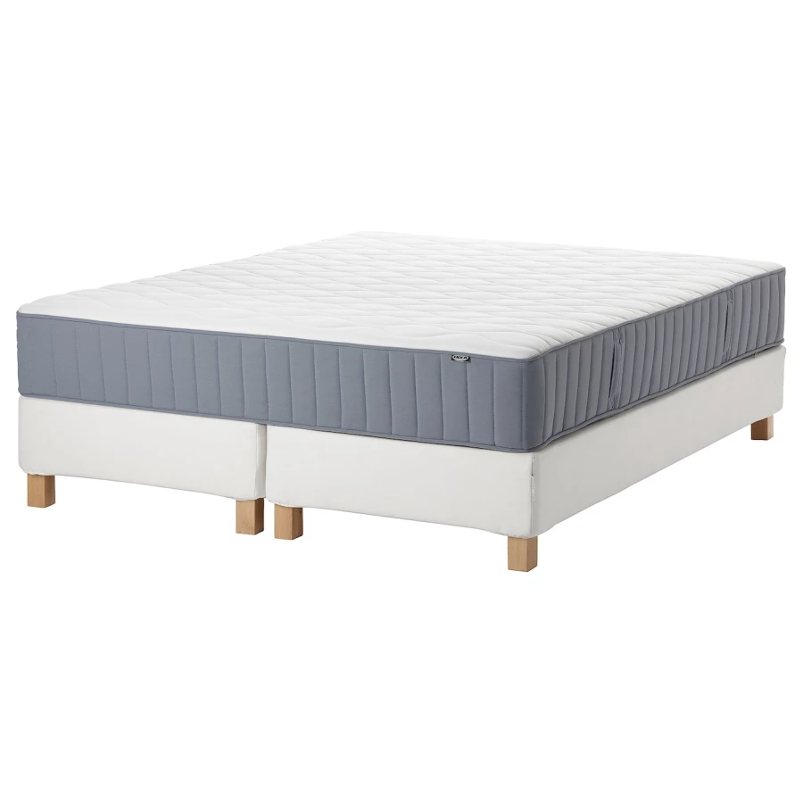 Континентальная кровать - IKEA ESPEVÄR/VÅGSTRANDA/ESPEVAR/VAGSTRANDA, 200х180 см, матрас средне-жесткий, белый, ЭСПЕВАР/ВЭГСТРАНДА ИКЕА (изображение №1)
