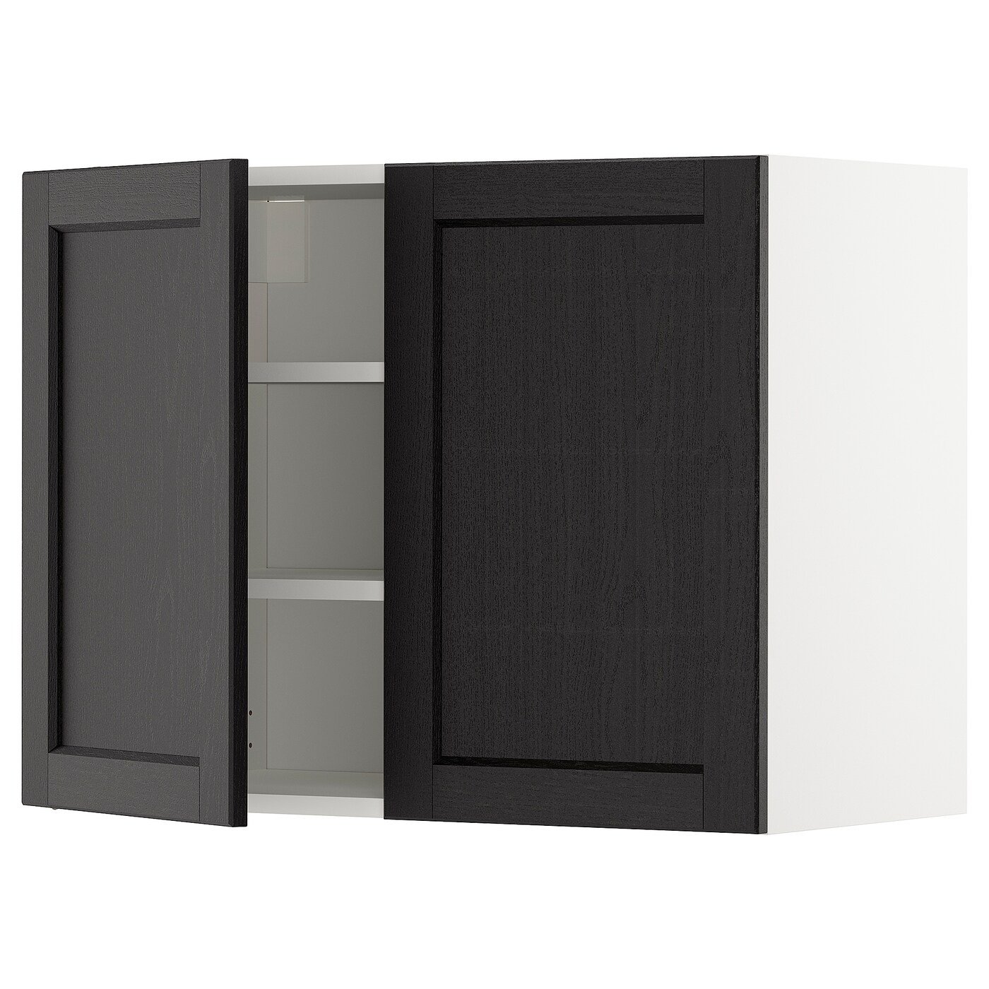 Навесной шкаф с полкой - METOD IKEA/ МЕТОД ИКЕА, 60х80 см,  черный/белый