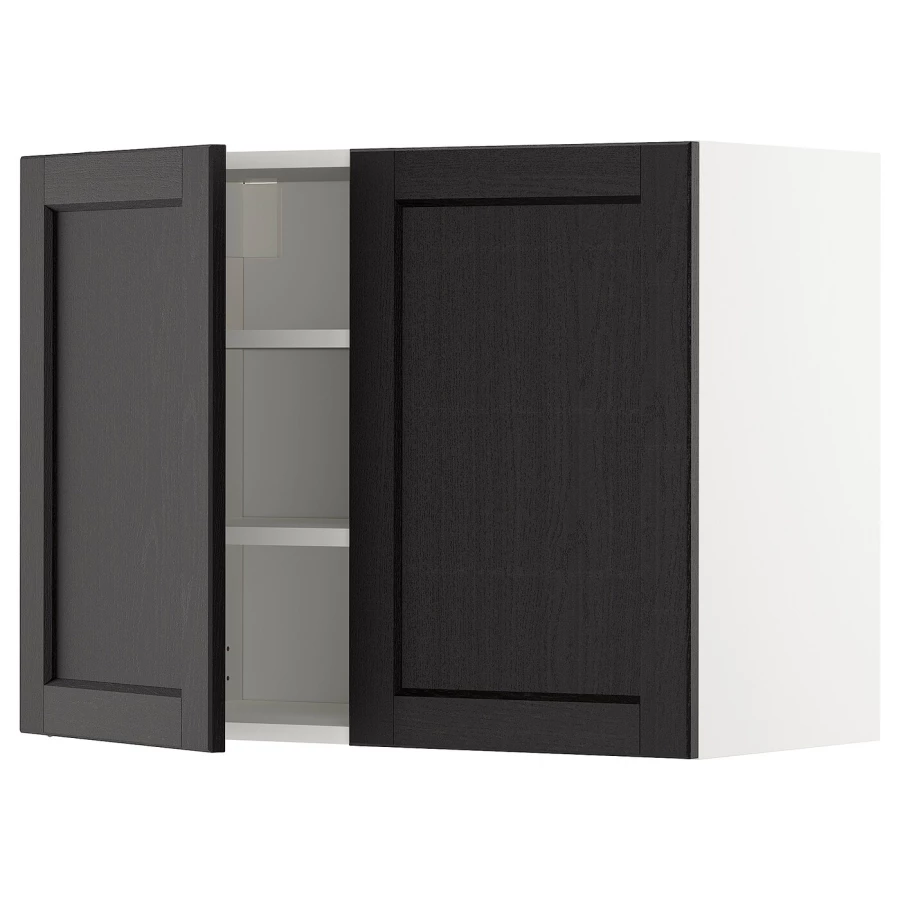 Навесной шкаф с полкой - METOD IKEA/ МЕТОД ИКЕА, 60х80 см,  черный/белый (изображение №1)
