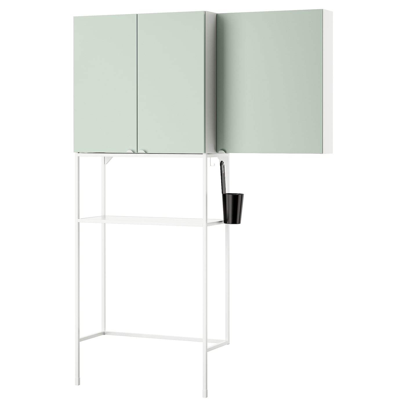 Комбинация для ванной - IKEA ENHET, 140х32х204 см, белый/светло-зеленый, ЭНХЕТ ИКЕА