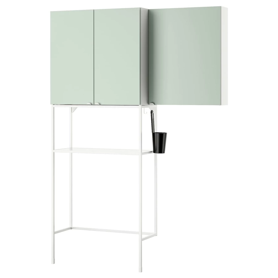Комбинация для ванной - IKEA ENHET, 140х32х204 см, белый/светло-зеленый, ЭНХЕТ ИКЕА (изображение №1)